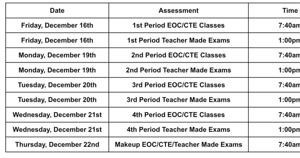 Exam Schedule
