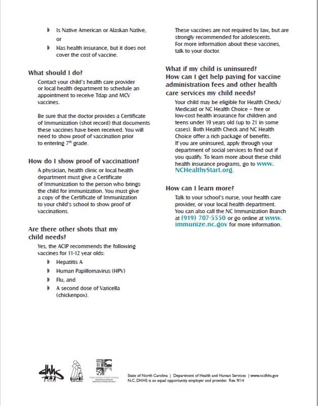 7th Grade Immunization Requirements | Newton-Conover Middle School